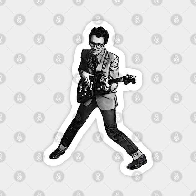 My Aim is True - Elvis Costello Vintage Portrait Magnet by Mr.FansArt