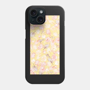 yellow and red peony lineart Phone Case