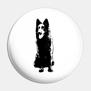 German Shepherd Black and White Abstract Art Pin