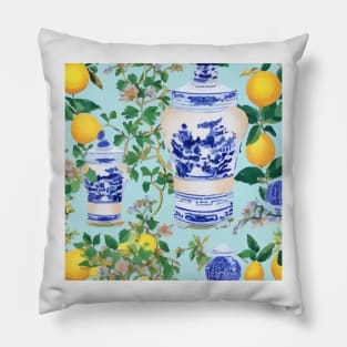 Lemons and chinoiserie jars Pillow