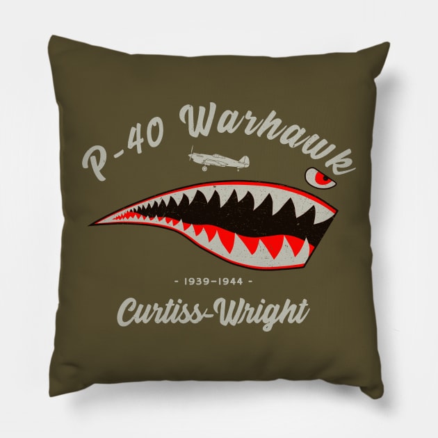 P-40 Warhawk Shark Tooth Pillow by Distant War