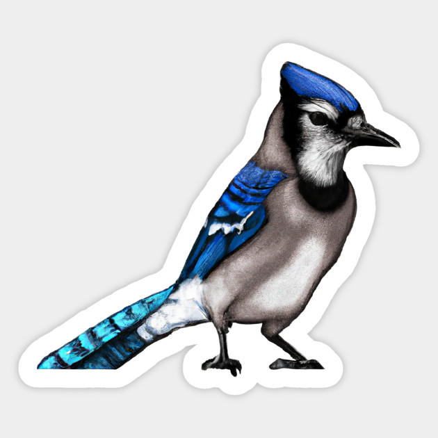 Cute Blue Jay Drawing - Blue Jay - Sticker