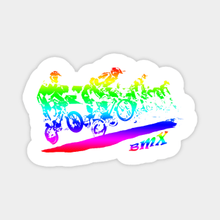 bmx neon racing silhouette Magnet