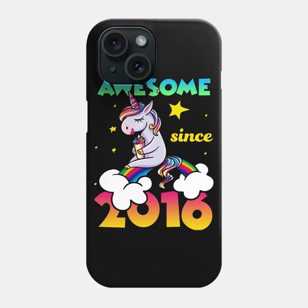 Cute Awesome Unicorn Since 2016 Rainbow Gift Phone Case by saugiohoc994