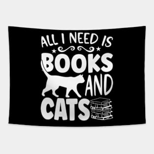 All I need is books and Cats Tapestry