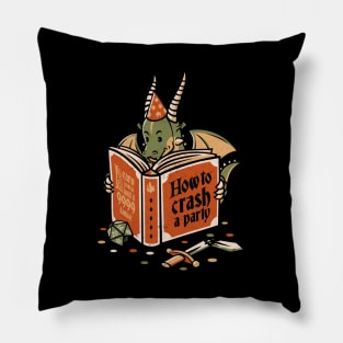 Dragon Reading a Book RPG Party Crashing by Tobe Fonseca Pillow