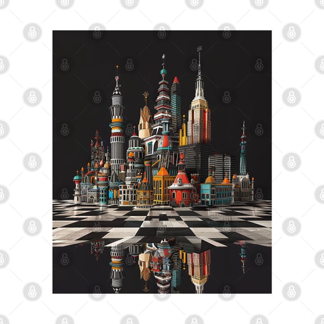 Cityscape Gambit: Skyline Chess Match Tee gift by familycuteycom