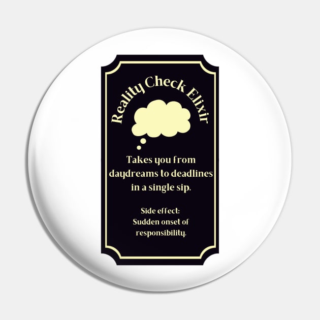 Potion Label: Reality Check Elixir, Halloween Pin by Project Charlie