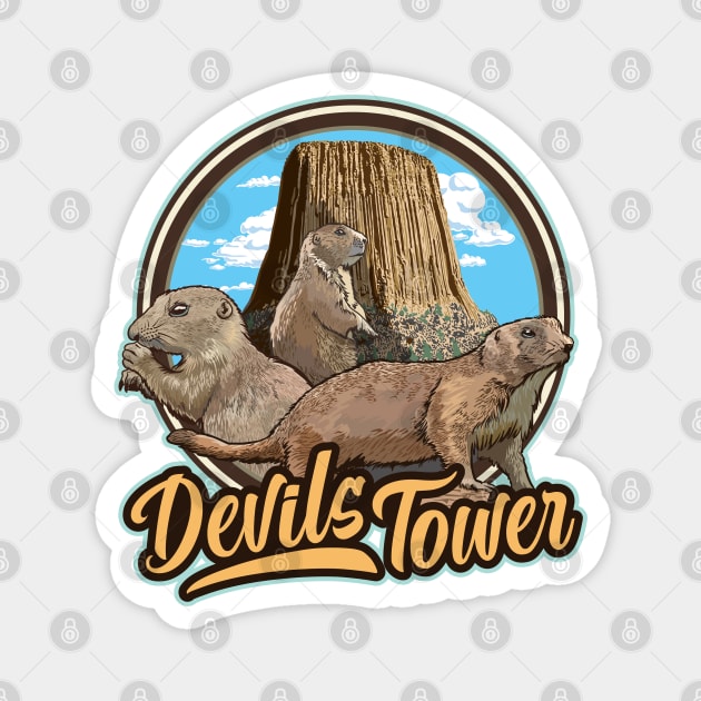 Prairie Dogs Devils Tower National Park Monument Wyomi Magnet by SuburbanCowboy