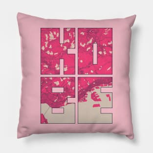 Kobe, Japan City Map Typography - Blossom Pillow