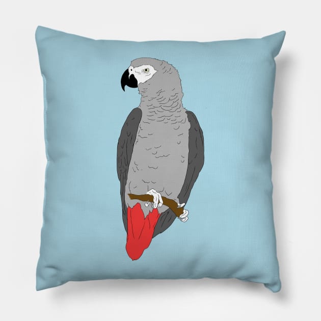 African Grey Parrot on Perch Pillow by Einstein Parrot