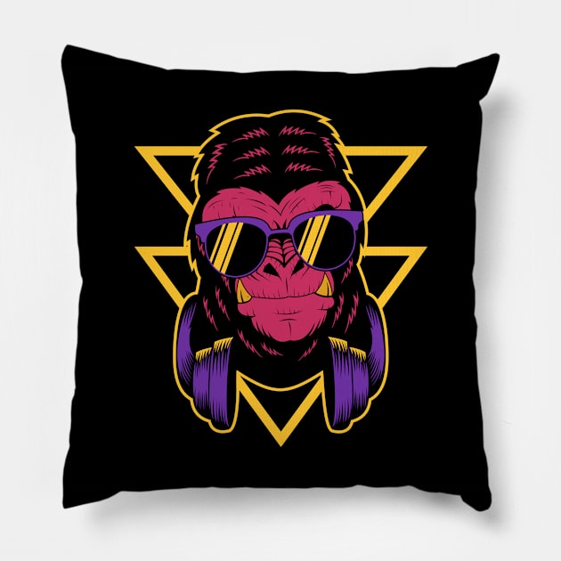 Retro Gorilla Design Pillow by Utopia Shop