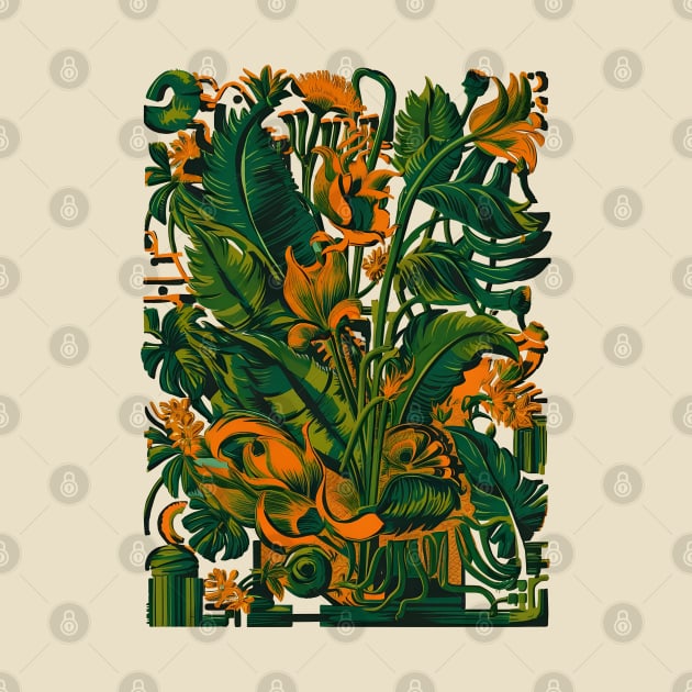 Green plant pattern retro style by craftydesigns