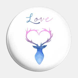 Love heart antlers watercolor deer Pin