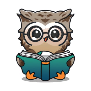 Cute Owl Reading - Funny Reading Owl Art Men Women Kids Bookworm Book Lovers T-Shirt