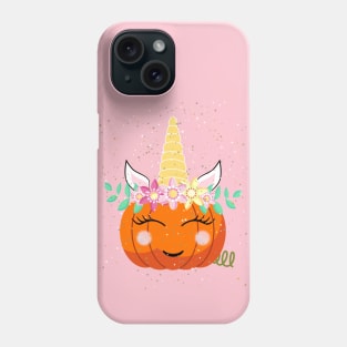 Halloween Pumpkin Glitter Unicorn Phone Case