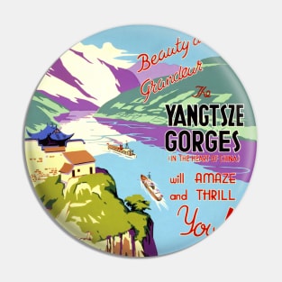 Vintage Travel Poster China The Yangtsze Gorges Pin