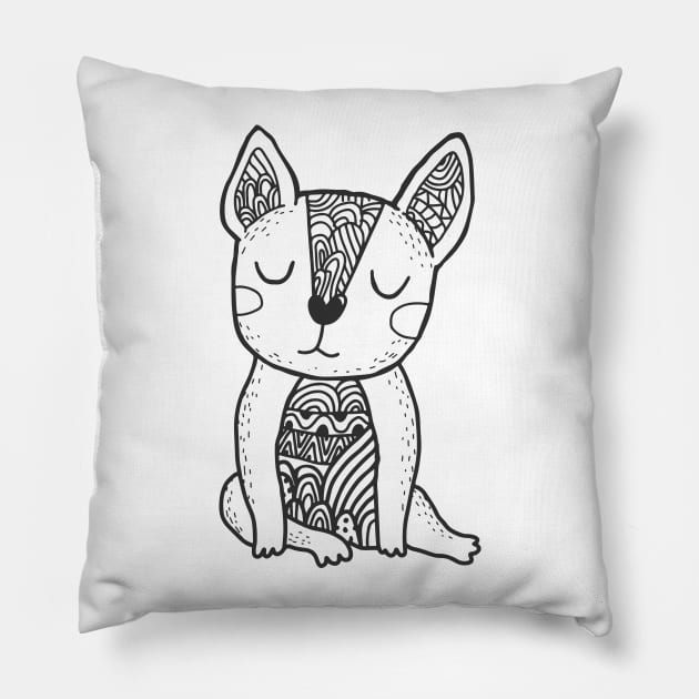 Doodle French bulldog Pillow by kostolom3000