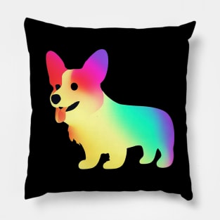 Rainbow Corgi Retro Kawaii Art Colorful Pillow