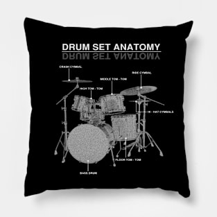 Drum Set Anatomy Drummer Music Band Pillow