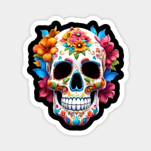 Floral Day Of The Dead Sugar Skull Magnet