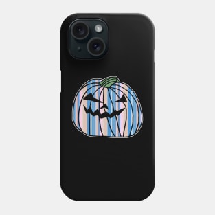 Light Blue Pink Stripes Halloween Horror Pumpkin Phone Case