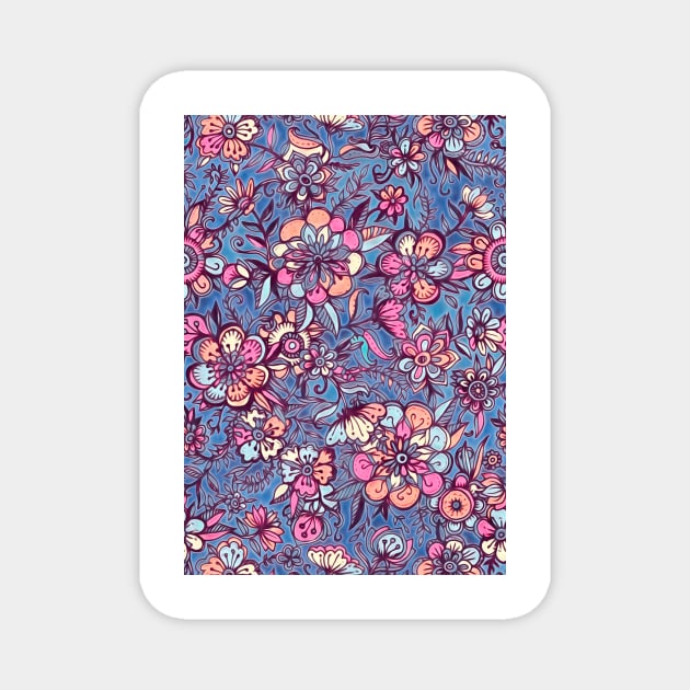 Sweet Spring Floral - soft indigo & candy pastels Magnet by micklyn