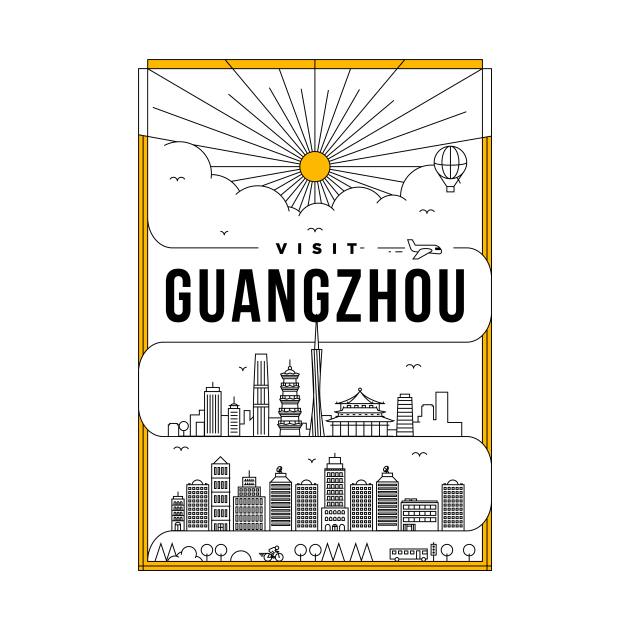 Guangzhou Minimal Lineal Poster by kursatunsal