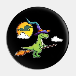 Dinosaur Witch Halloween Pin