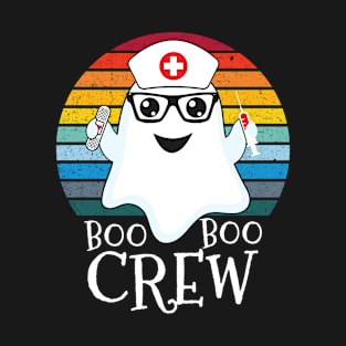 Boo Boo Crew Nurse Ghost Funny Retro Halloween Costume T-Shirt