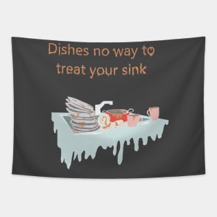 Minimalistic dishes pun Tapestry