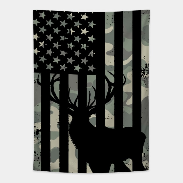 Camo Deer Hunter Flag Tapestry by Etopix