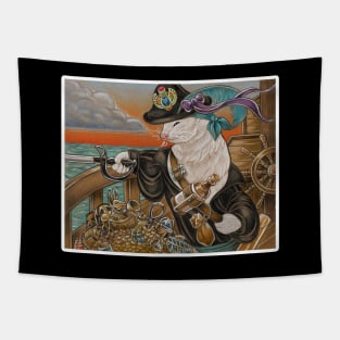 Ferret Pirate and Egyptian Treasure - White Outlined Version Tapestry