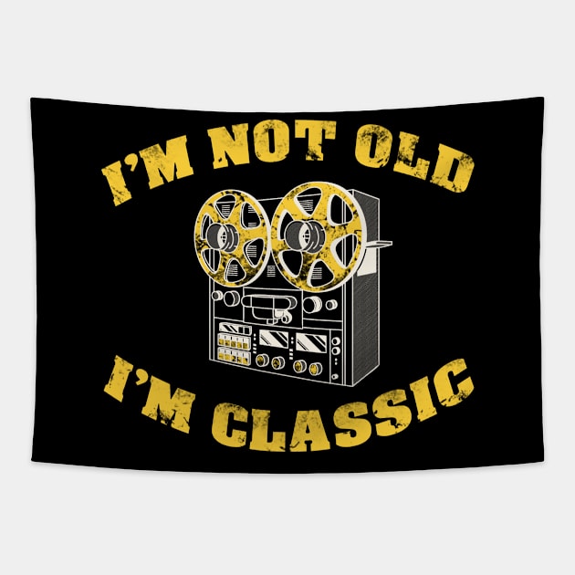 I'm Not Old I'm Classic Funny vintage film projector For 1980, 39th, 40th Birthday Tapestry by BaronBoutiquesStore