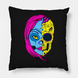 Sugar skull with girl Pillow