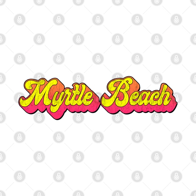 Myrtle Beach South Carolina Laptop Bumper Typography 80's Distressed by TravelTime