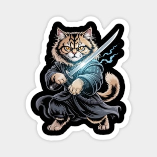 Samurai Cat Japanese Kawaii Ninja British Longhair Cat Magnet
