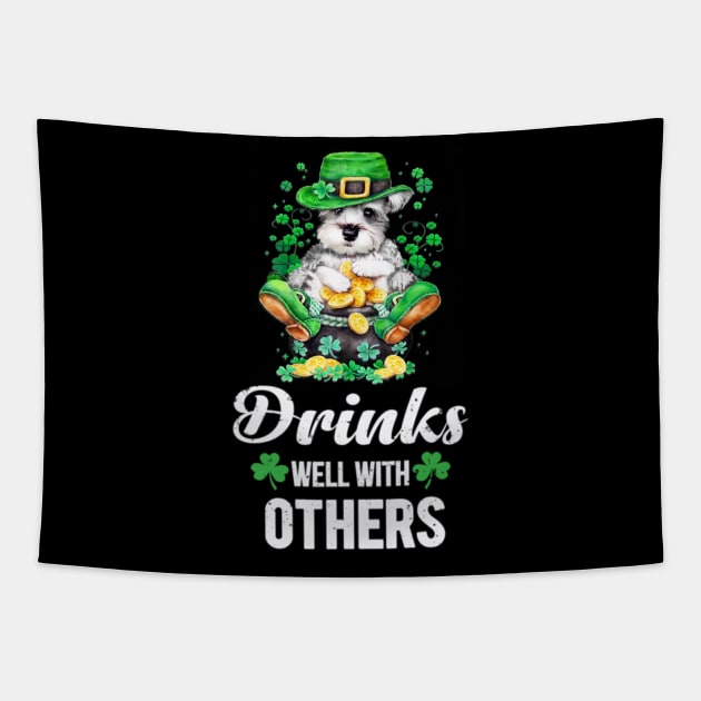 Funny Schnauzer Patrick Day Drinking Team Tapestry by cedricchungerxc