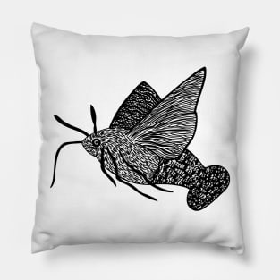 Hummingbird Hawk-Moth - flying insect design - on white Pillow