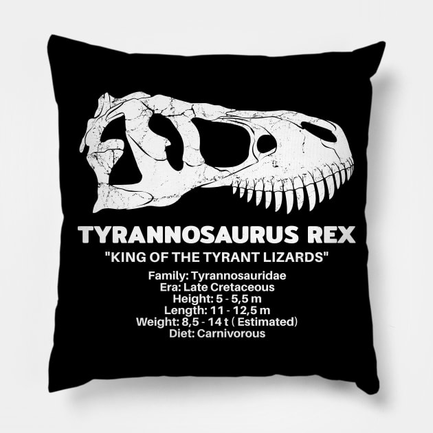 Tyrannosaurus Rex Fact Sheet Pillow by NicGrayTees