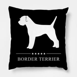 Border Terrier Dog White Silhouette Pillow