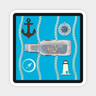 THE BEACH IS MY HAPPY PLACE NAUTICAL THEMED  TROPICAL BLUE Magnet