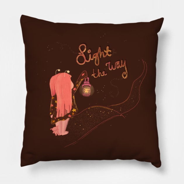 Girl with lantern - Light the way Pillow by moonlitdoodl