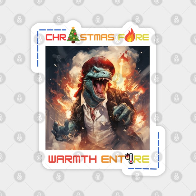 Godzilla Christmas fire warmth entire Magnet by MilkyBerry