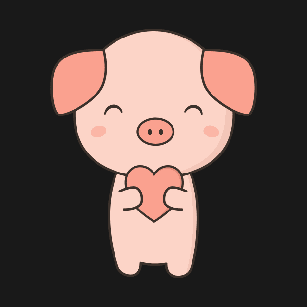 Pig With Kawaii Cute Heart by happinessinatee