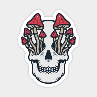 Mushroom Illustration on Skull Eyes Magnet