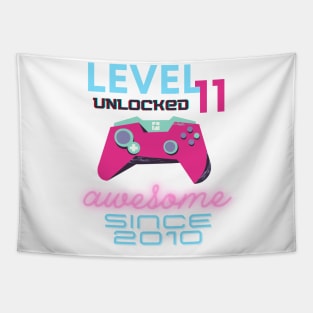 Level 11 Unlocked Awesome 2010 Video Gamer Tapestry