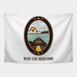 Never Stop Adventuring Kayaking Tapestry