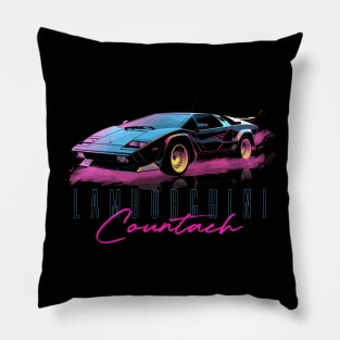 Lamborghini Countach -- Vaporwave Aesthetic Design Pillow