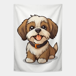 Cartoon Cute Kawaii Shih Tzu Dog Tapestry